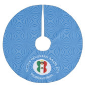 メキシコ国旗Hanukkahエンジェル年名ブラッシュポリ ブラッシュドポリエステルツリースカート (正面)