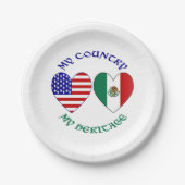 メキシコ国旗USA国旗My Countryマイ伝統パーティー ペーパープレート (正面)