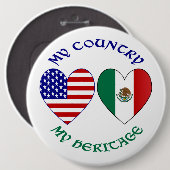 メキシコ国旗USA国旗My Countryマイ伝統 缶バッジ (正面&裏面)