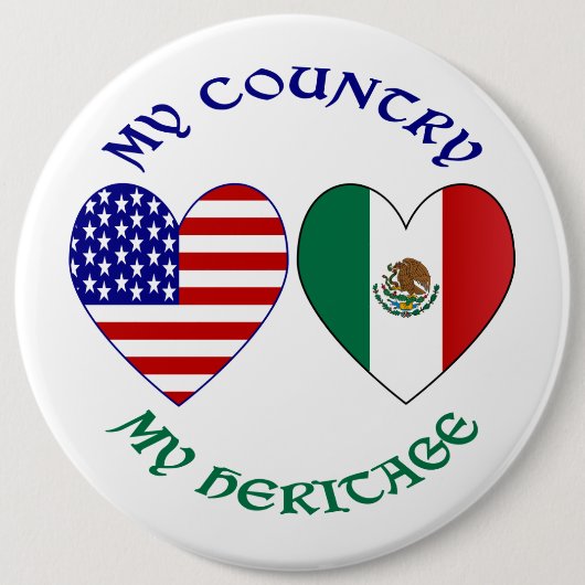 メキシコ国旗USA国旗My Countryマイ伝統 缶バッジ (正面)