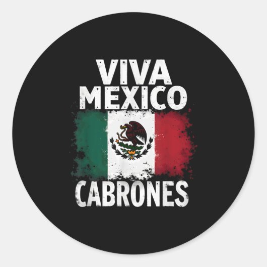 メキシコ国旗Vivaメキシコカバロン ラウンドシール (正面)