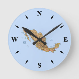 メキシコ地図の時計 ラウンド壁時計