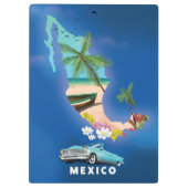 メキシコ地図イラストの旅行ポスター クリップボード (裏面)