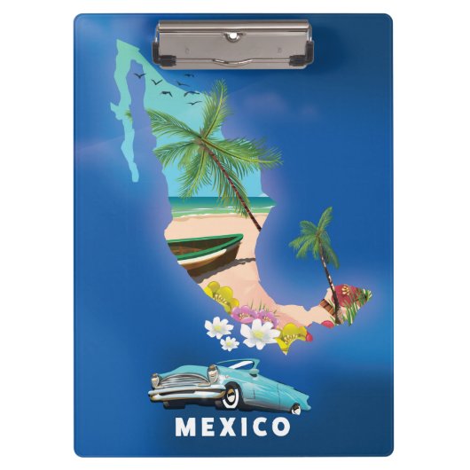 メキシコ地図イラストの旅行ポスター クリップボード (正面)