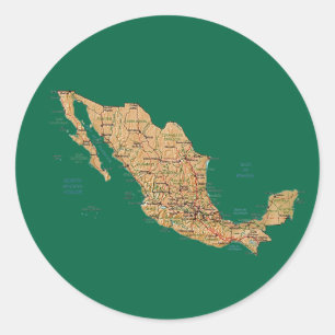 メキシコ地図ステッカー ラウンドシール