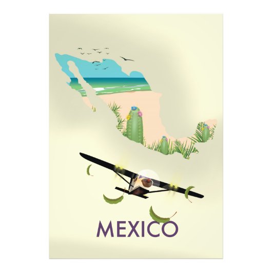 メキシコ地図トラベルポスター フォトプリント            (正面)