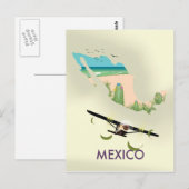 メキシコ地図トラベルポスター ポストカード (正面/裏面)