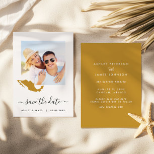 メキシコ地図フォトウェディング日付カードを保存 セーブザデート