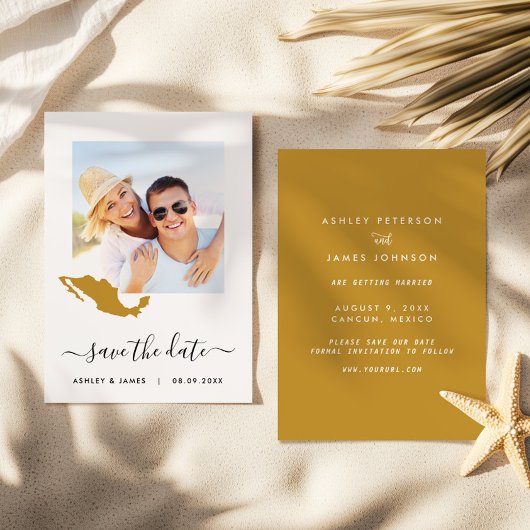 メキシコ地図フォトウェディング日付カードを保存 セーブザデート