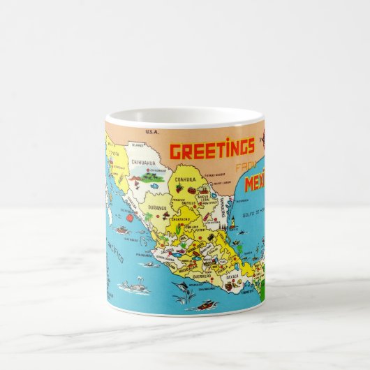 メキシコ地図マグ コーヒーマグカップ (中央)