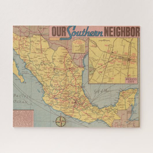メキシコ地図- 「南の隣国」 ジグソーパズル (横)