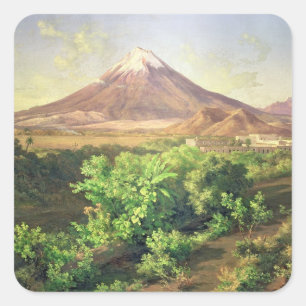 メキシコ地方の小さな火山、1887年(油) スクエアシール