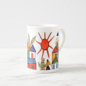 メキシコ場面コーヒーカップ ボーンチャイナマグカップ (正面右)