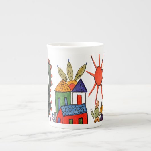 メキシコ場面コーヒーカップ ボーンチャイナマグカップ (正面)