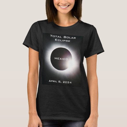 メキシコ太陽の皆既食2024年4月8日 Tシャツ (正面)