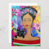 メキシコ女性および彼女のCATの招待状 招待状 (正面/裏面)