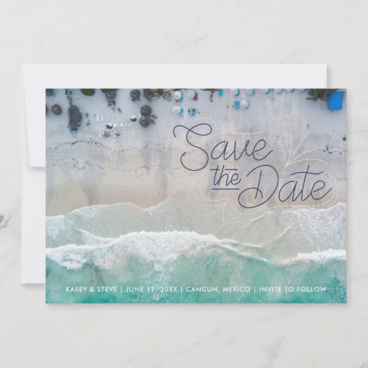 メキシコ宛先ビーチ結婚式保存日付 セーブザデート (正面)