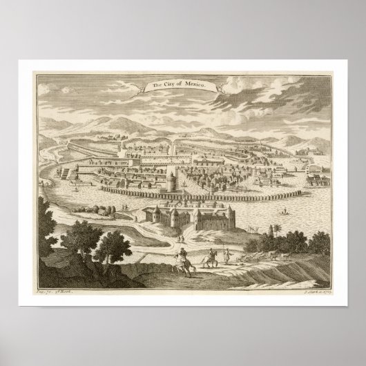 メキシコ市1723年(版木、銅版、版画) ポスター (正面)