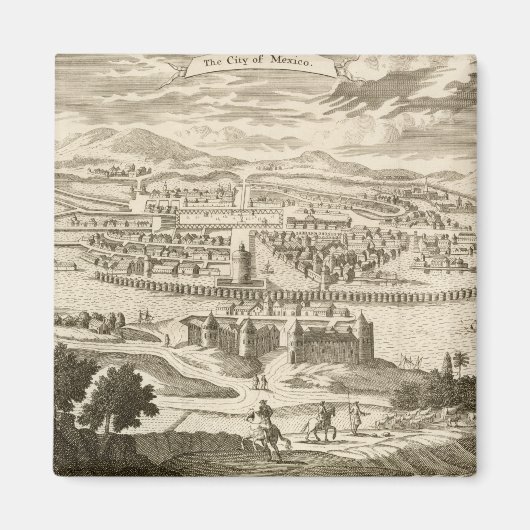メキシコ市1723年(版木、銅版、版画) マグネット (正面)