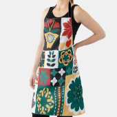 メキシコ幾何学模様：赤い緑のオーナメント。 エプロン (インサイチュ)