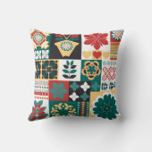 メキシコ幾何学模様：赤い緑のオーナメント。 クッション (裏面)