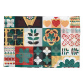 メキシコ幾何学模様：赤い緑のオーナメント。 枕カバー (裏面)