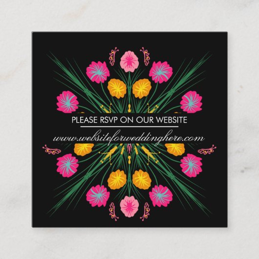 メキシコ手描きフローラスペインのサイトRSVP スクエア名刺 (正面)