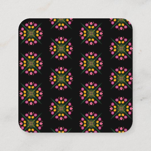 メキシコ手描きフローラスペインのテーブル番号 スクエア名刺 (裏面)