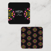 メキシコ手描きフローラスペインのテーブル番号 スクエア名刺 (正面/裏面)