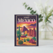 メキシコ文化イラスト旅行アートビンテージ ポストカード (スタンド正面)