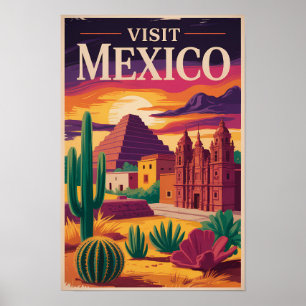 メキシコ文化イラスト旅行アートヴィンテージ ポスター
