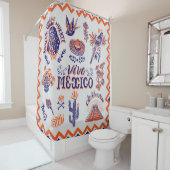 メキシコ文化シンボルヴィンテージカード シャワーカーテン (インサイチュ)