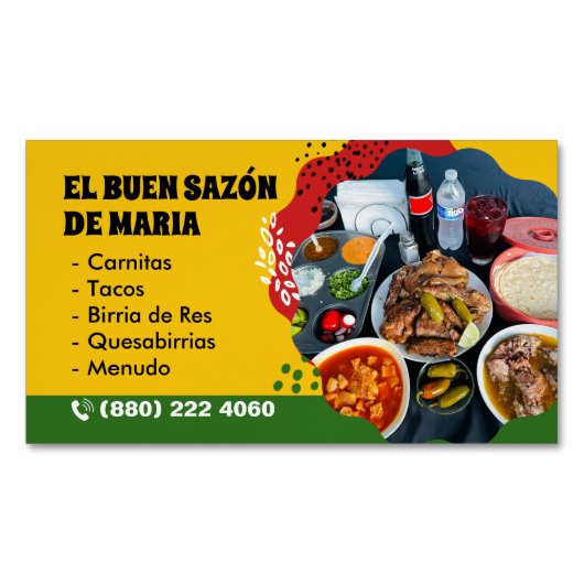 メキシコ料理のフード販売用カード マグネット名刺 (正面)