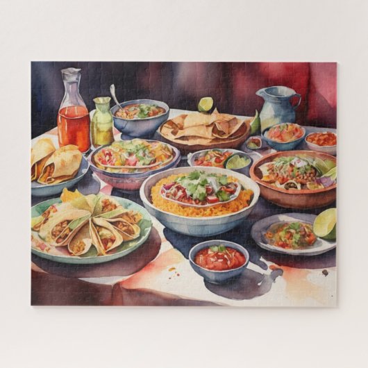 メキシコ料理の水彩表 ジグソーパズル (横)