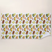 メキシコ料理アボカドタコマルガリタエンチラダス ビーチタオル (正面)