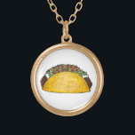 メキシコ料理グルメタコタコスCinco de Mayo Gift ゴールドプレートネックレス<br><div class="desc">ビーフ、チーズ、レタス、トマトクリーム、サワークリームなど詰まったの、おいしいメキシコ料理懸命シェルタコのオリジナルマーカーイラストレーション。お素晴らし前のお気に入りのグルメに！</div>