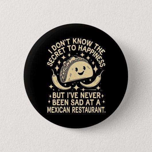 メキシコ料理屋で悲しい思いをしたことがない おもしろ 缶バッジ (正面)