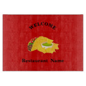 メキシコ料理店ウェルカムタコスパーソナライズされた カッティングボード (正面)