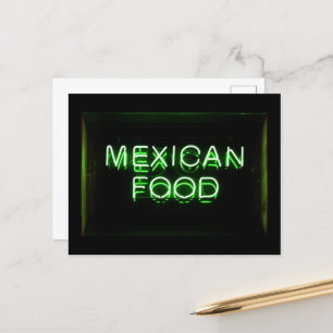 メキシコ料理 – 緑のネオンサイン ポストカード