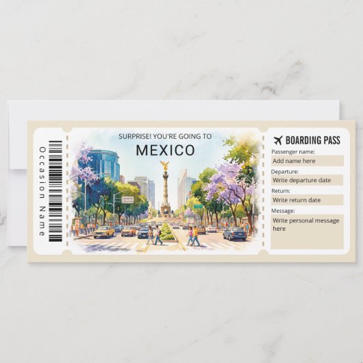 メキシコ旅行搭乗券チケット 招待状 (正面)
