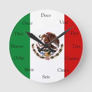 メキシコ旗が付いているスペインのな時計 ラウンド壁時計