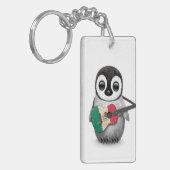 メキシコ旗のギターを演奏しているベビーのペンギン キーホルダー (正面左)