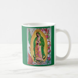 メキシコ旗のコーヒーのマグが付いているグアダルペの私達の女性 コーヒーマグカップ