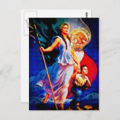 メキシコ旗の女性および子供 ポストカード (正面/裏面)