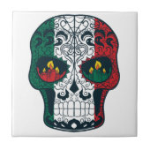 メキシコ旗は死んだ砂糖のスカルの日を着色します タイル (正面)
