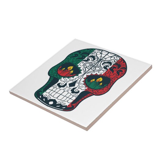 メキシコ旗は死んだ砂糖のスカルの日を着色します タイル (側面)