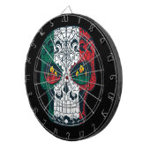 メキシコ旗は死んだ砂糖のスカルの日を着色します ダーツボード (正面右)