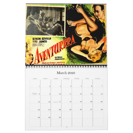 メキシコ映画のポスターの壁掛けカレンダー カレンダー (3月 2026)