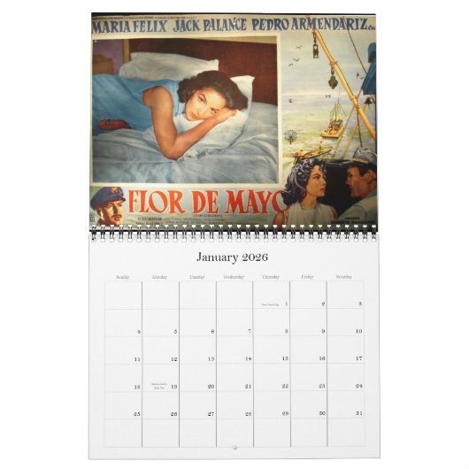 メキシコ映画のポスターの壁掛けカレンダー カレンダー (1月 2026)