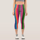 メキシコ毛布サーペストライプカラフル カプリレギンス (正面)